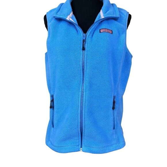Vineyard Vines Womens Blue Fleece Vest Full Zip Hiking Top Size M - Picture 1 of 11